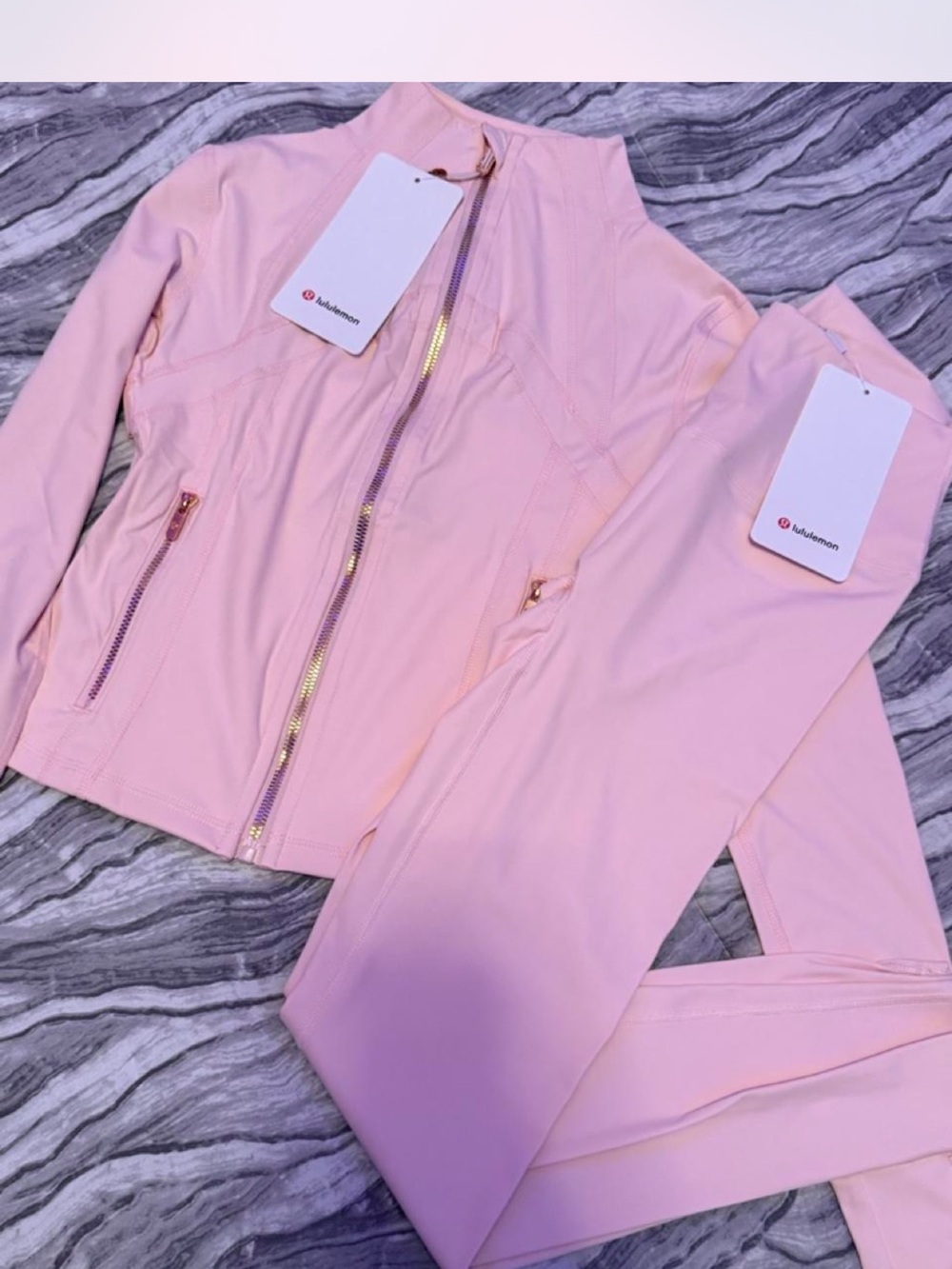 lululemon athletica Light Pink Zip Jacket and Leggings Set